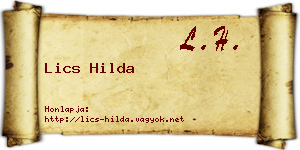 Lics Hilda névjegykártya